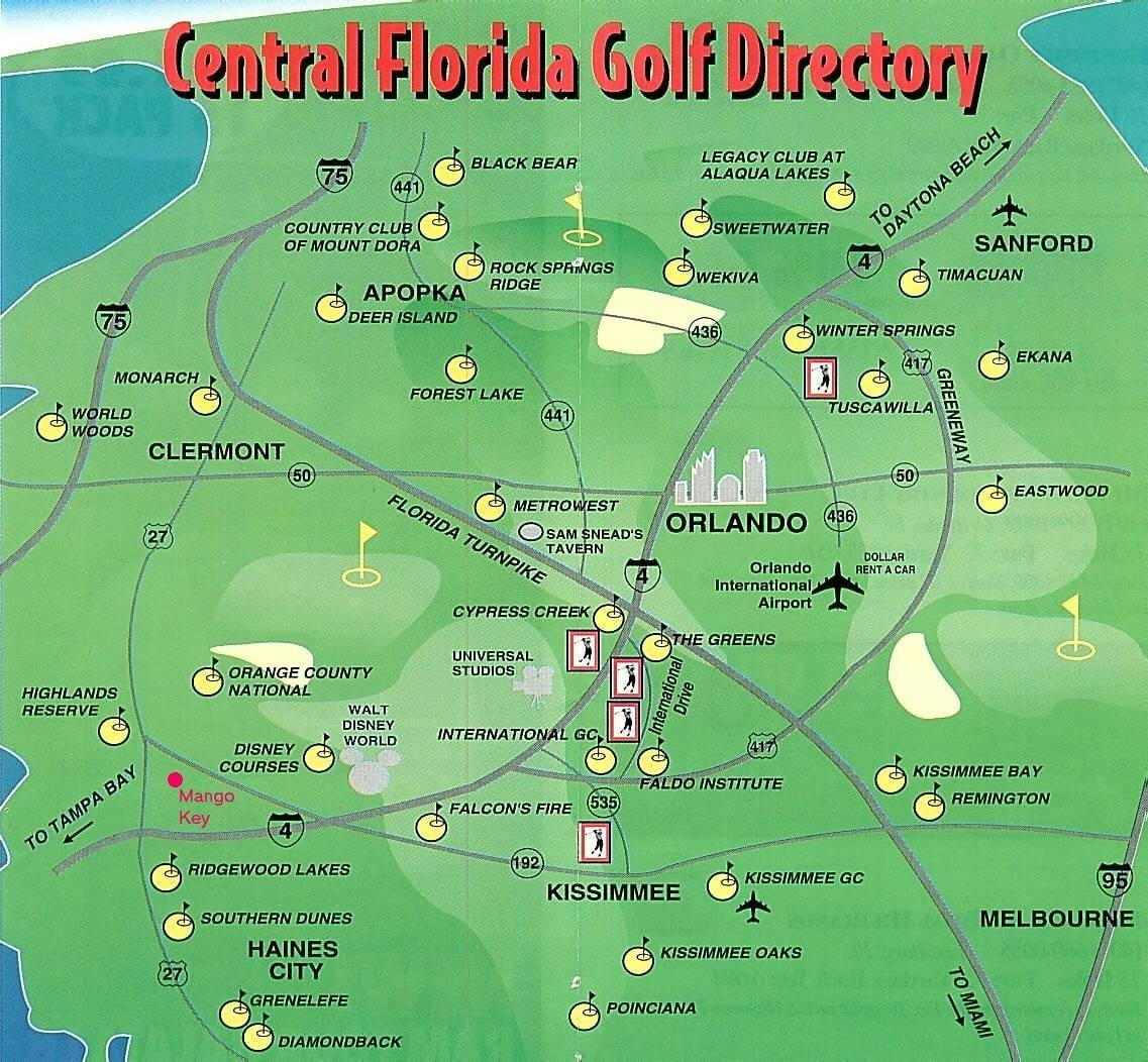 Karte von Orlando-golf-Kurse
